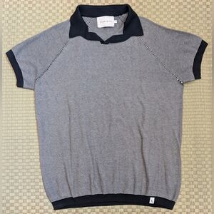 Peregrine Lynton Johnny Collar Polo in Navy Men's Size Large Made in England